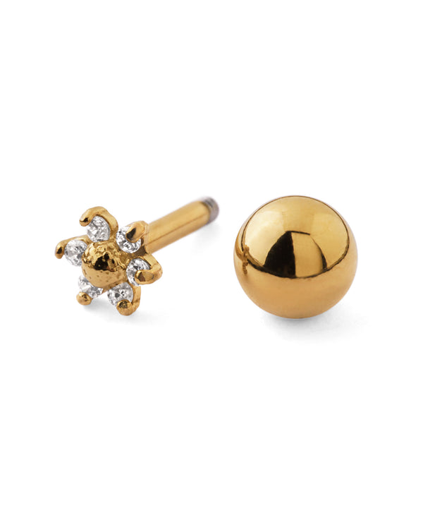 【ステンレス】ビジューフラワーナンコツピアス