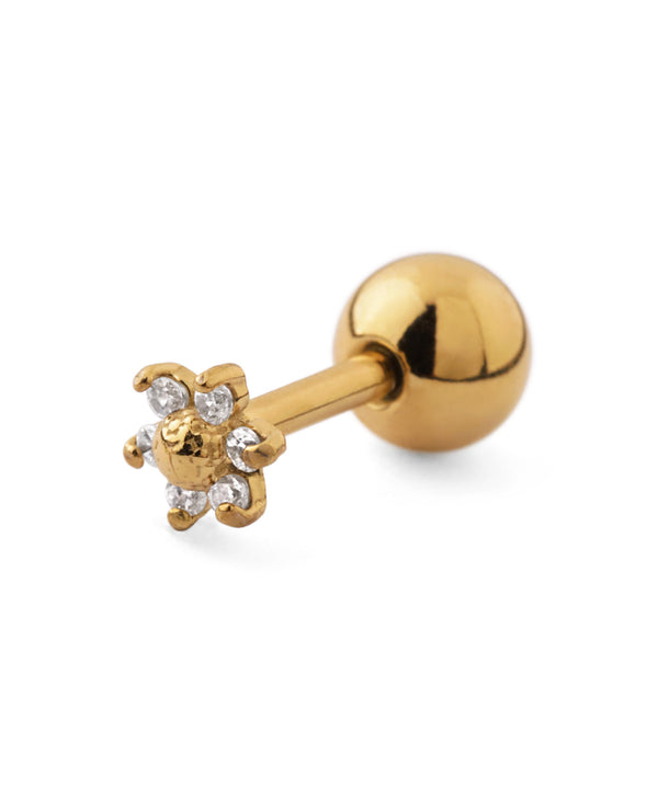 【ステンレス】ビジューフラワーナンコツピアス