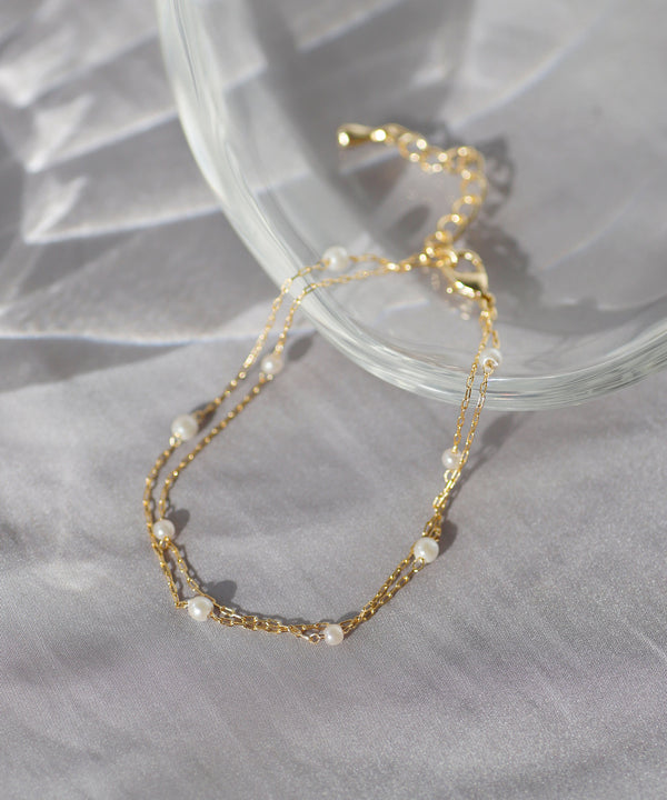 パールチェーン2連ブレスレット