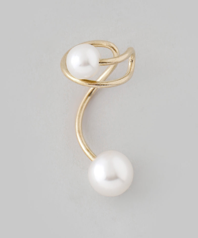 Pearl x Metal Line Ear Cuff