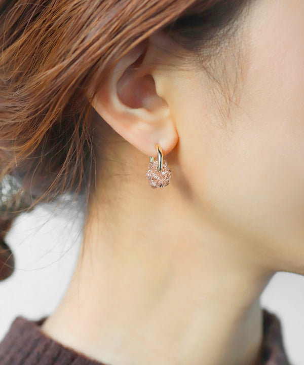 ビーズ×メタル2WAYフープピアス