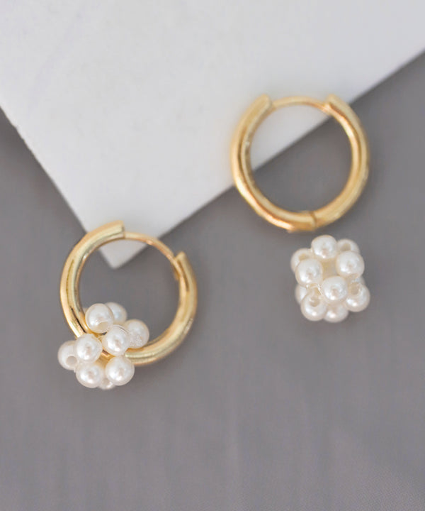 ビーズ×メタル2WAYフープピアス