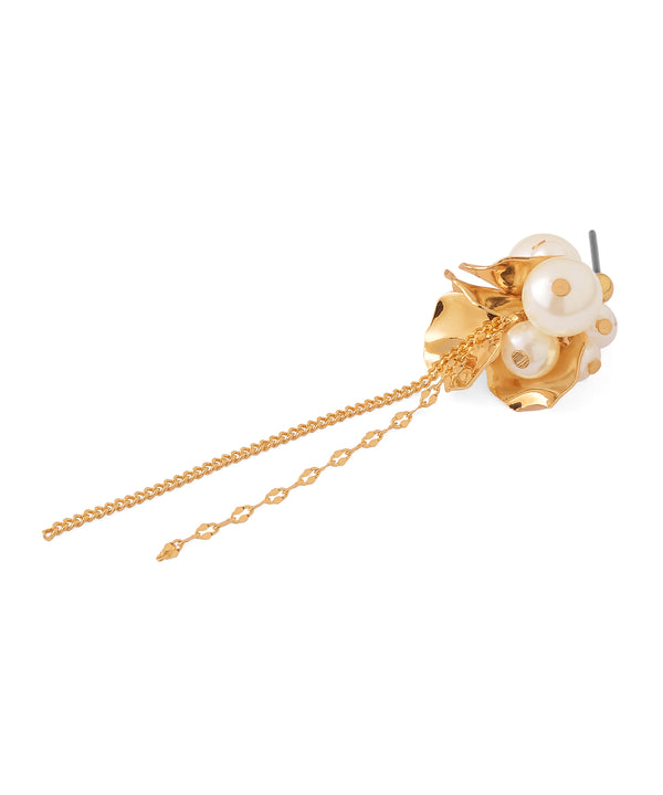 Pearl and Flower Chain Earrings