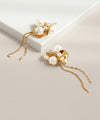 Pearl and Flower Chain Earrings