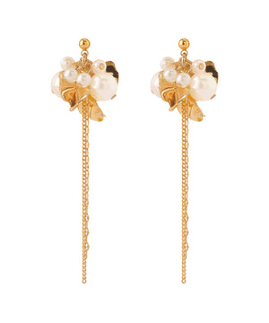 パール×フラワーチェーンピアス