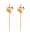 Pearl and Flower Chain Earrings