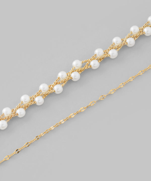 Pearl and chain necklace (set of 2)