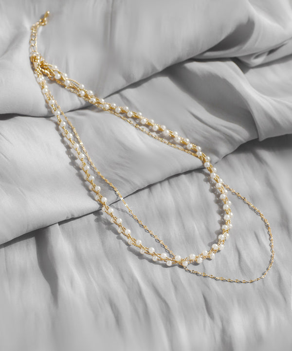 Pearl and chain necklace (set of 2)