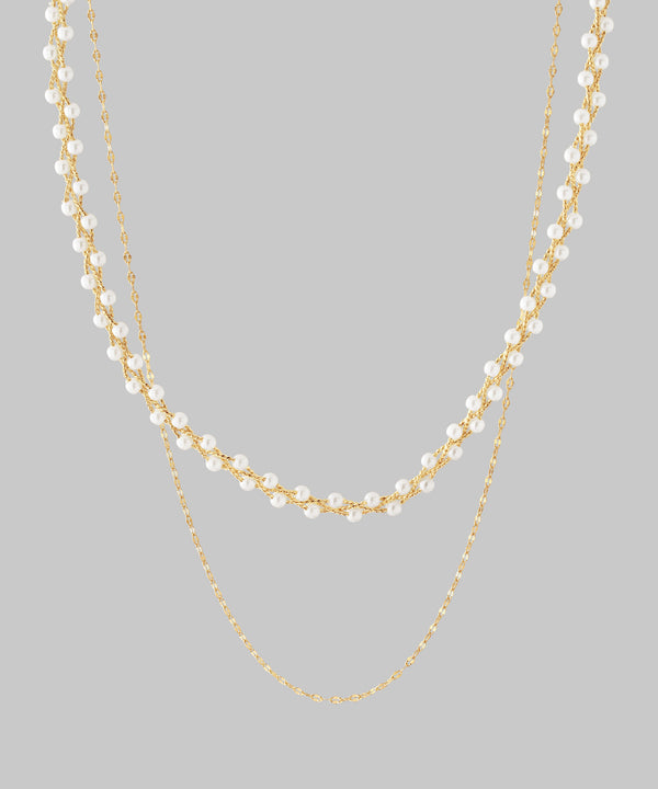 Pearl and chain necklace (set of 2)