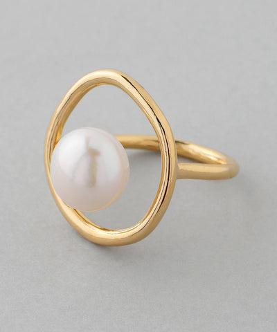 Freshwater pearl x circle line ring