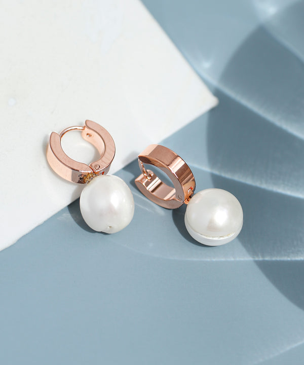【ステンレス】パールポイントフープピアス