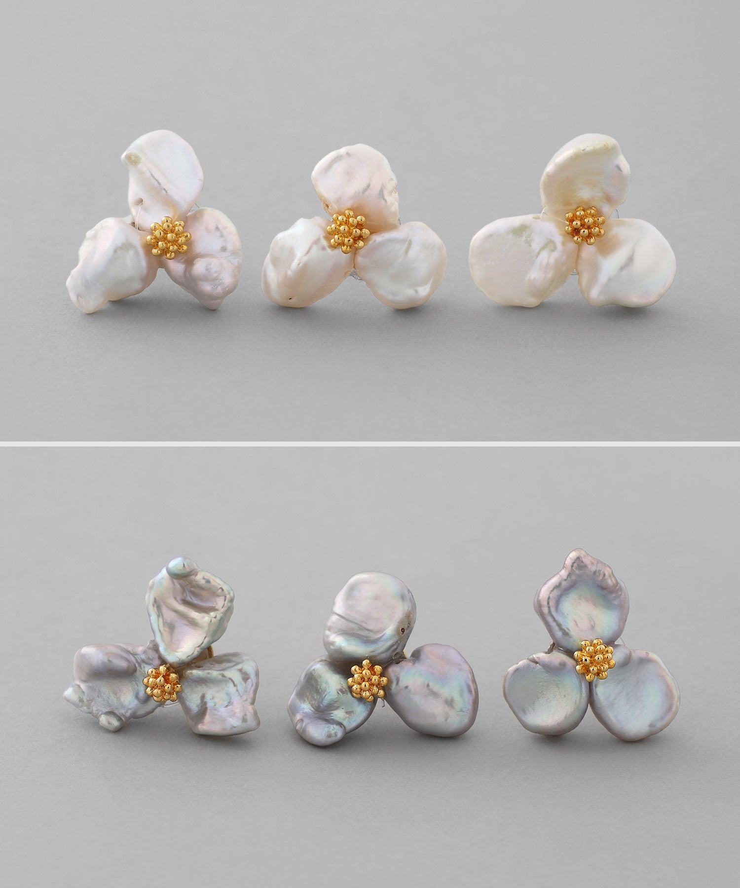 mimi33】淡水パールフラワーピアス[Sheerchic]｜アネモネ・シエナロゼ