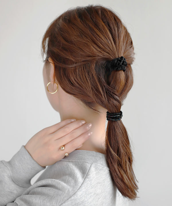 スリムシュシュ×ラメデザインヘアゴム[3本セット]