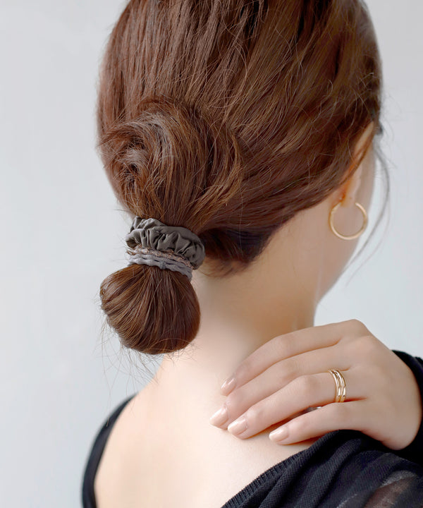 スリムシュシュ×ラメデザインヘアゴム[3本セット]