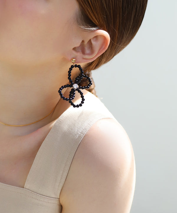ビジュー×フラワーピアス[Ownideal]