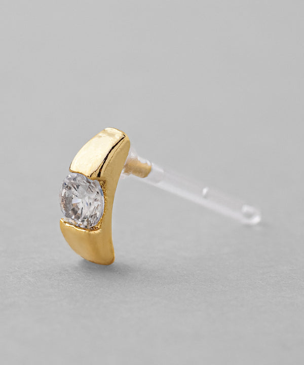 ビジュー×カーブプレートピアス
