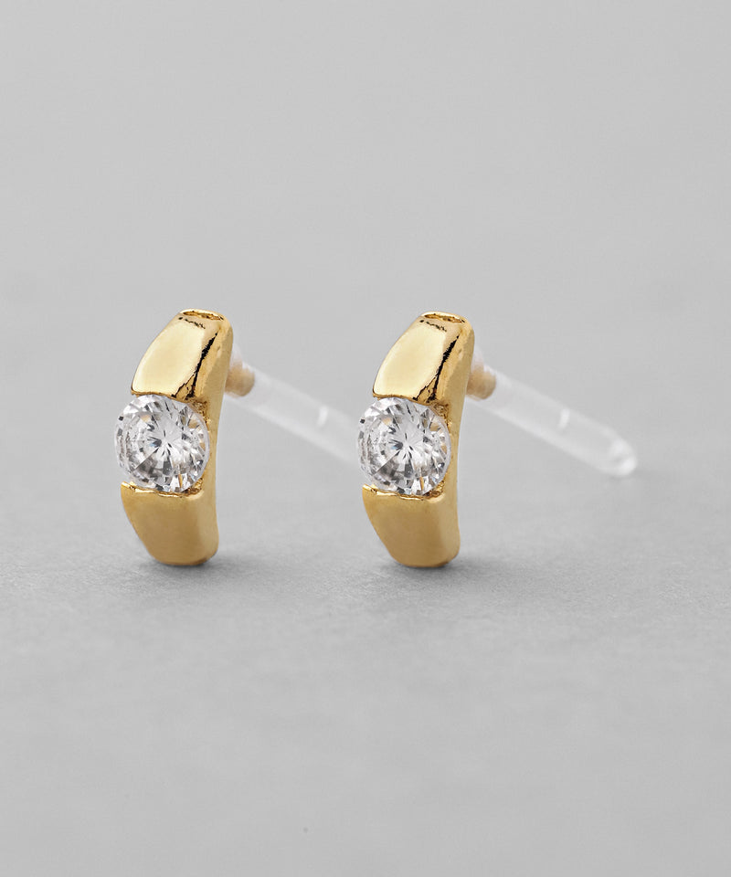 ビジュー×カーブプレートピアス