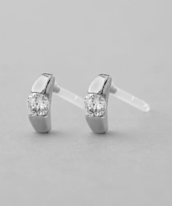 ビジュー×カーブプレートピアス