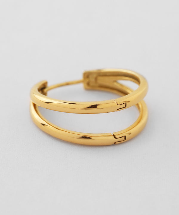 Double Line Hoop Earrings [Stainless Steel] [Ownideal]