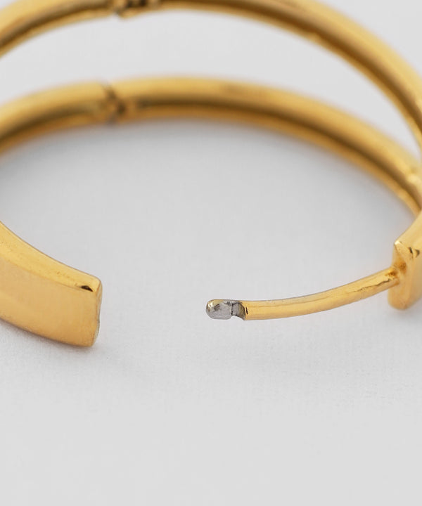 Double Line Hoop Earrings [Stainless Steel] [Ownideal]