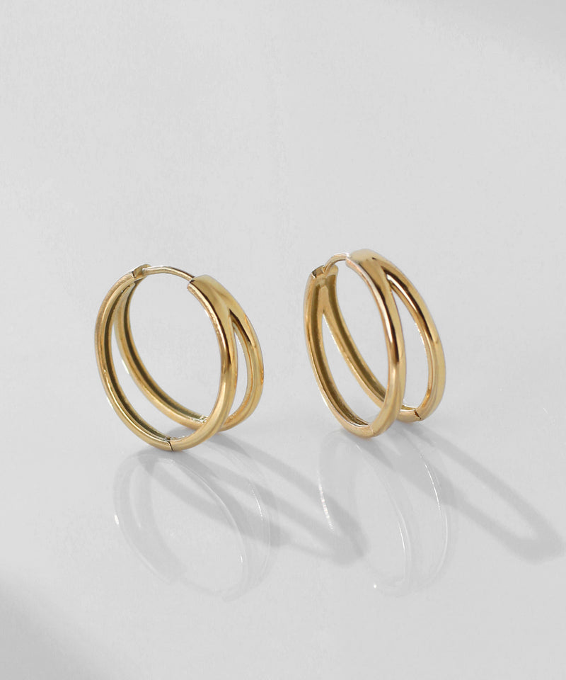 Double Line Hoop Earrings [Stainless Steel] [Ownideal]