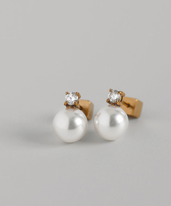 パール×ビジューピアス[ステンレス][Basic]