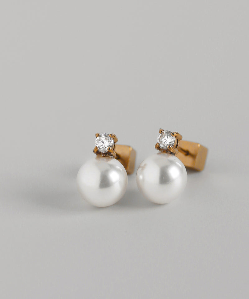 パール×ビジューピアス[ステンレス][Basic]