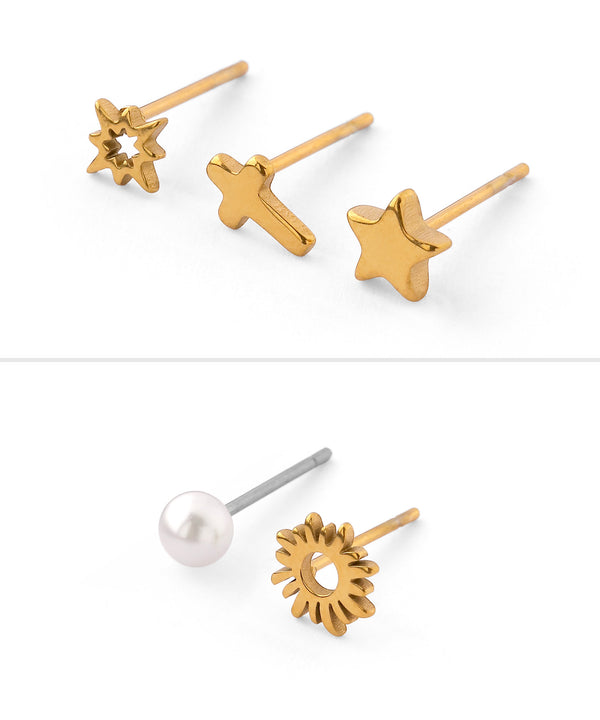 【ステンレス】モチーフピアス[5個セット]
