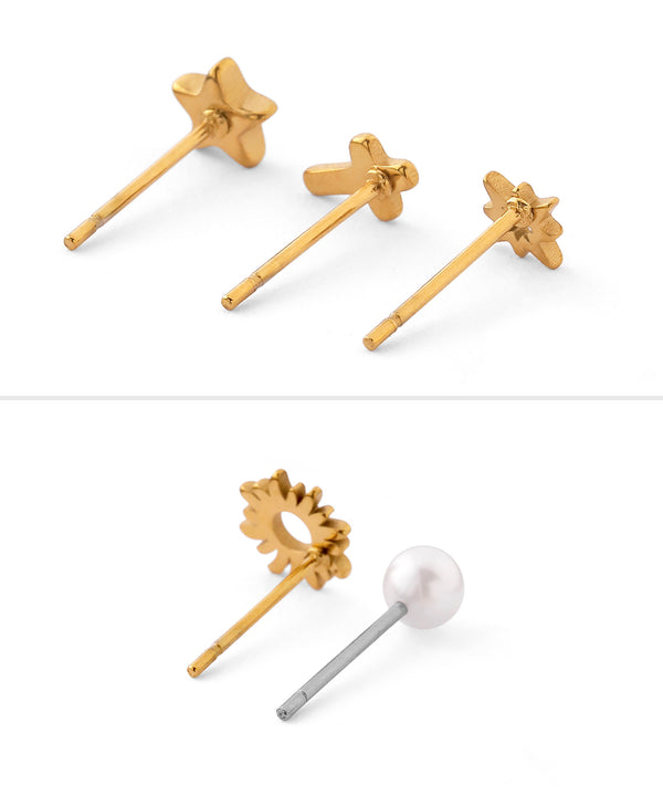 【ステンレス】モチーフピアス[5個セット]