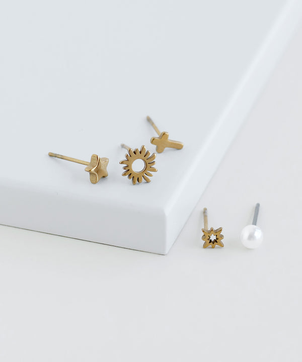 【ステンレス】モチーフピアス[5個セット]