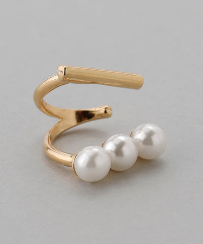 パール×メタルバーイヤーカフ