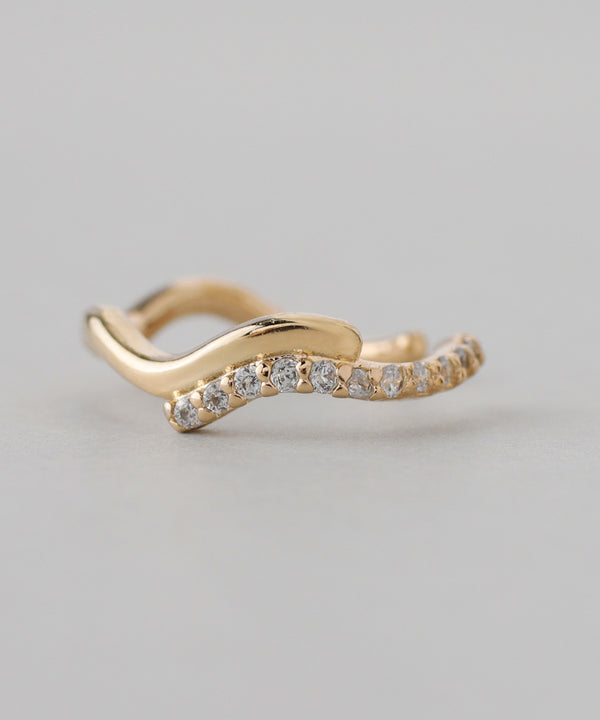 ビジュー×ウェーブラインイヤーカフ