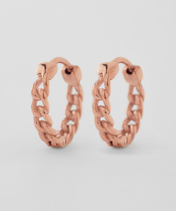 Chain motif hoop earrings [Stainless steel] [Basic]