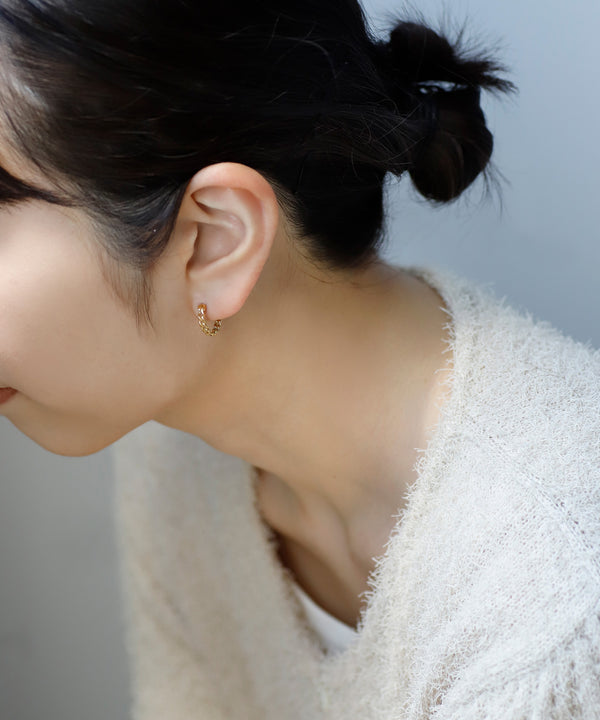 Chain motif hoop earrings [Stainless steel] [Basic]