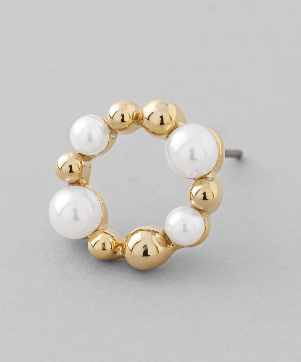 パール×メタルサークルピアス