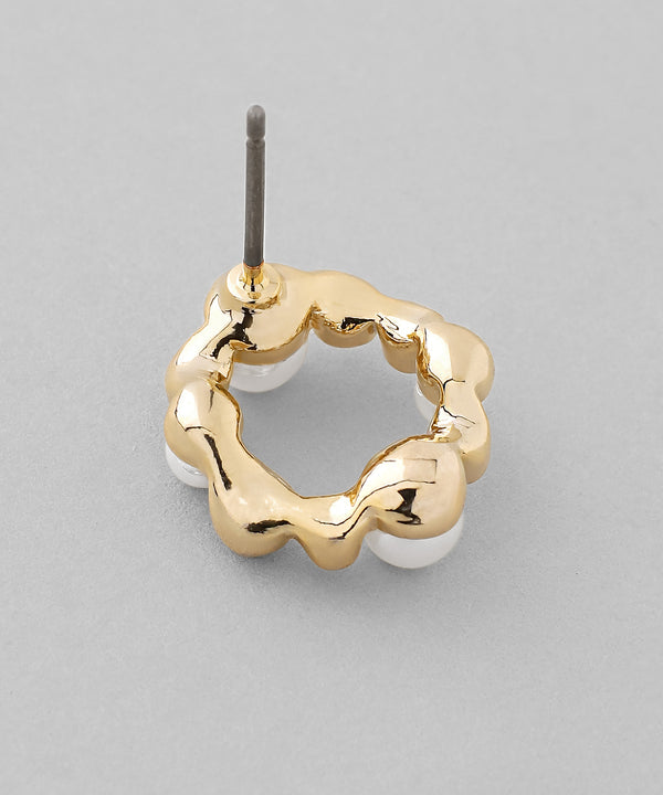 パール×メタルサークルピアス