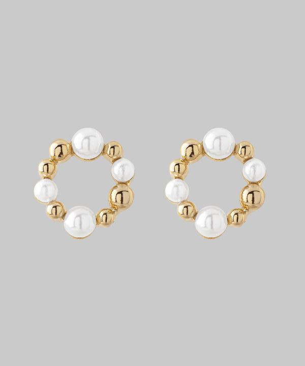 パール×メタルサークルピアス