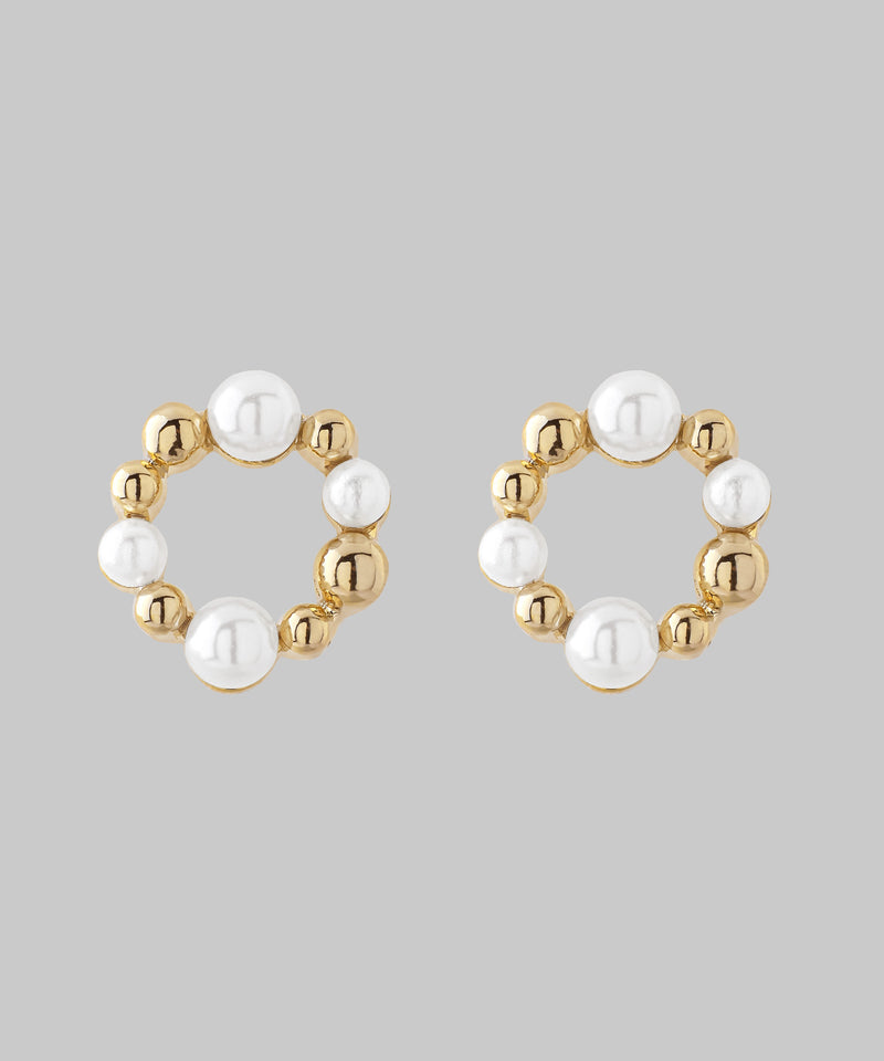 パール×メタルサークルピアス