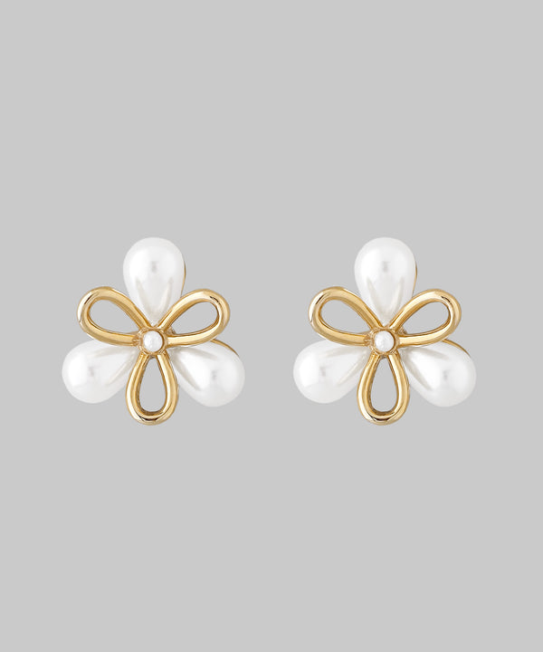 ANEMONE】パール×メタルフラワーピアス｜アネモネ・シエナロゼ