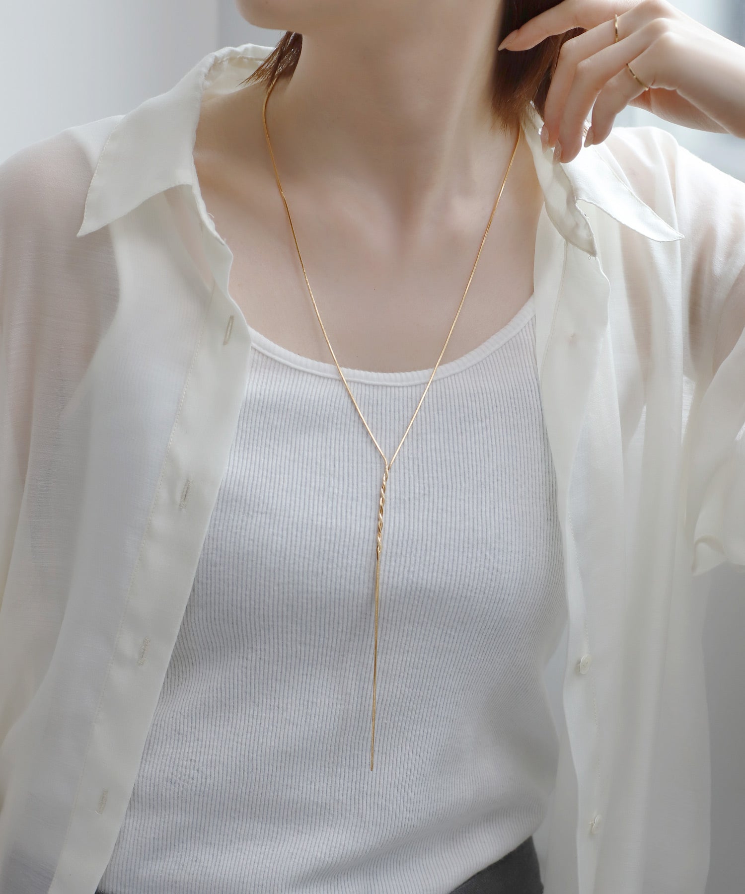 アネモネ ANEMONE】ツイストチェーンY字ネックレス｜アネモネ・シエナロゼ