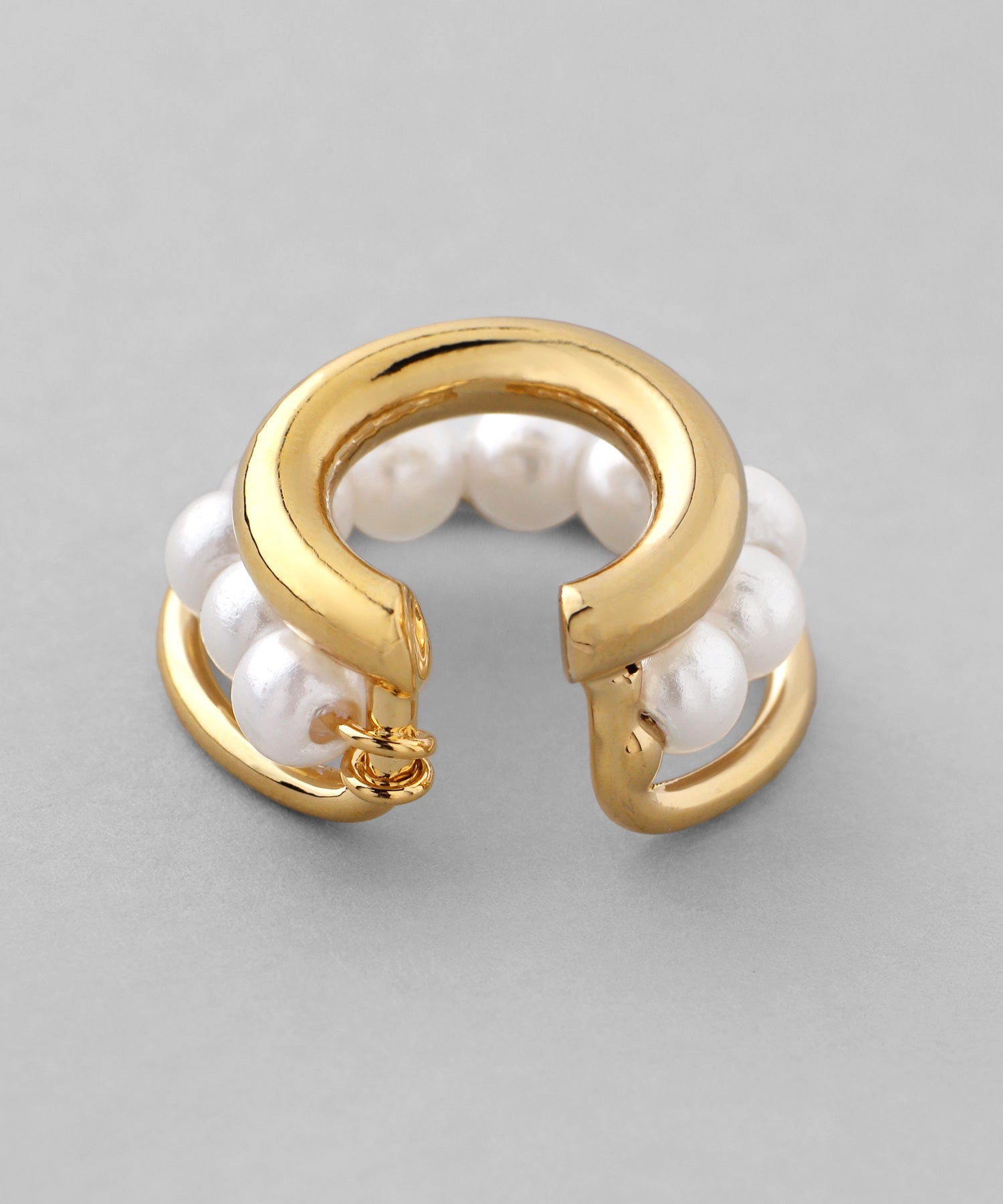 ANEMONE】パール×メタル3連風イヤーカフ｜アネモネ・シエナロゼ