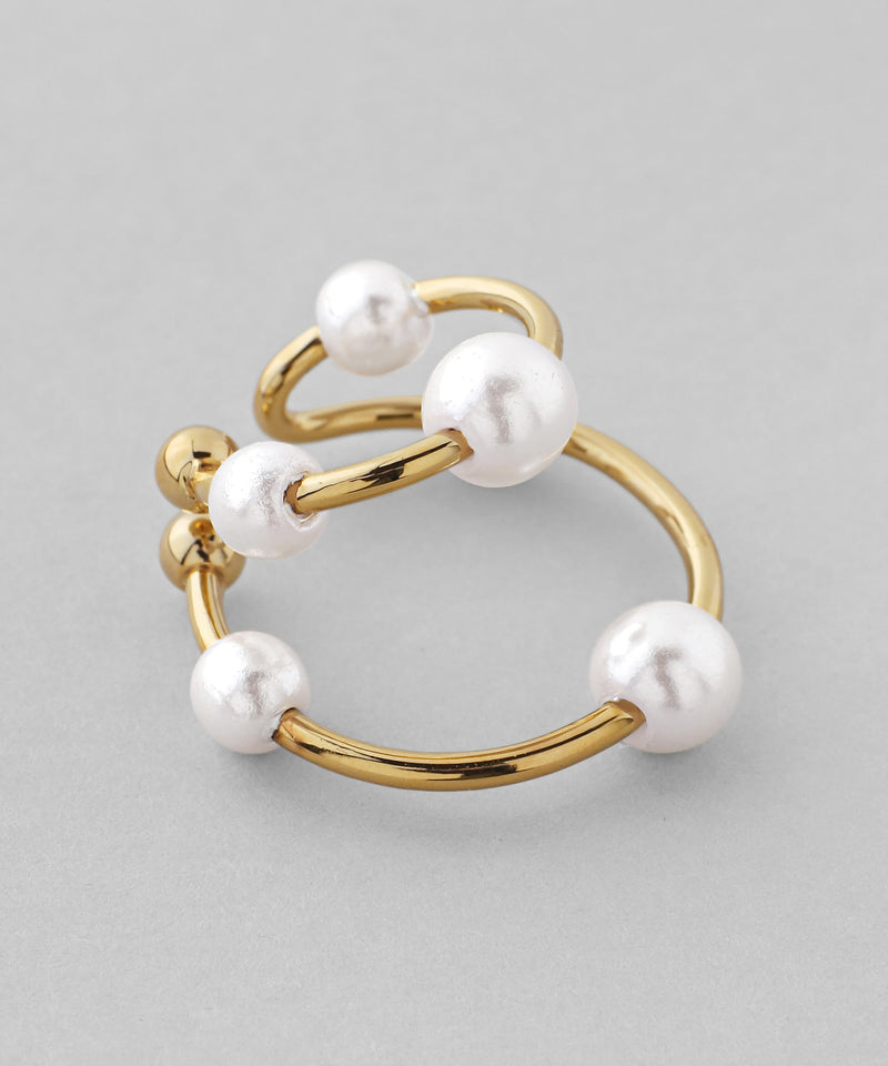 パール×メタルラインイヤーカフ