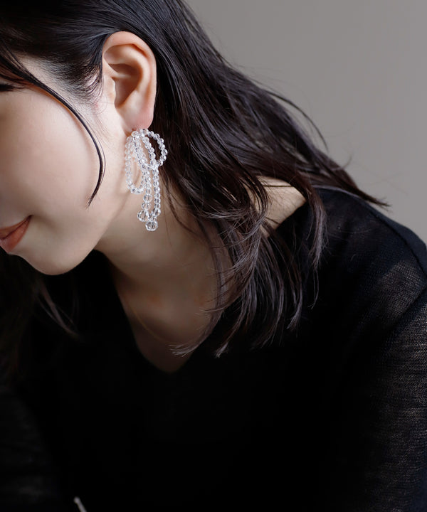 ビーズリボンピアス[Ownideal]