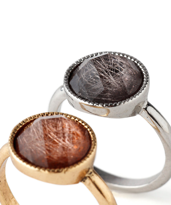 Sheer color stone design ring [set of 5]