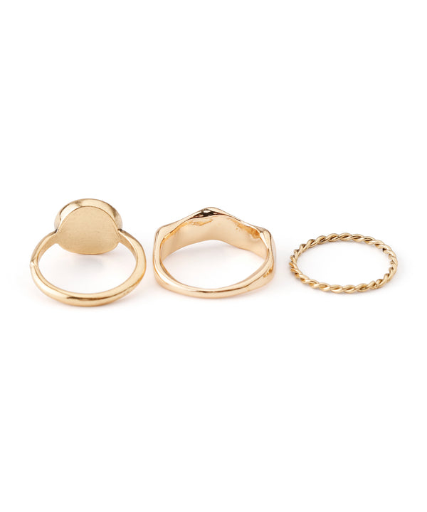Sheer color stone design ring [set of 5]