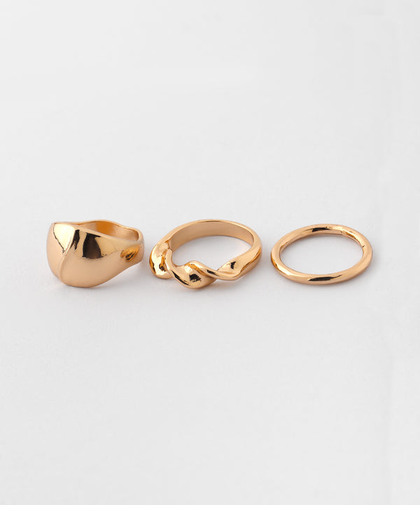 Multi-design nuanced metal rings [set of 3]