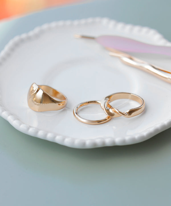 Multi-design nuanced metal rings [set of 3]