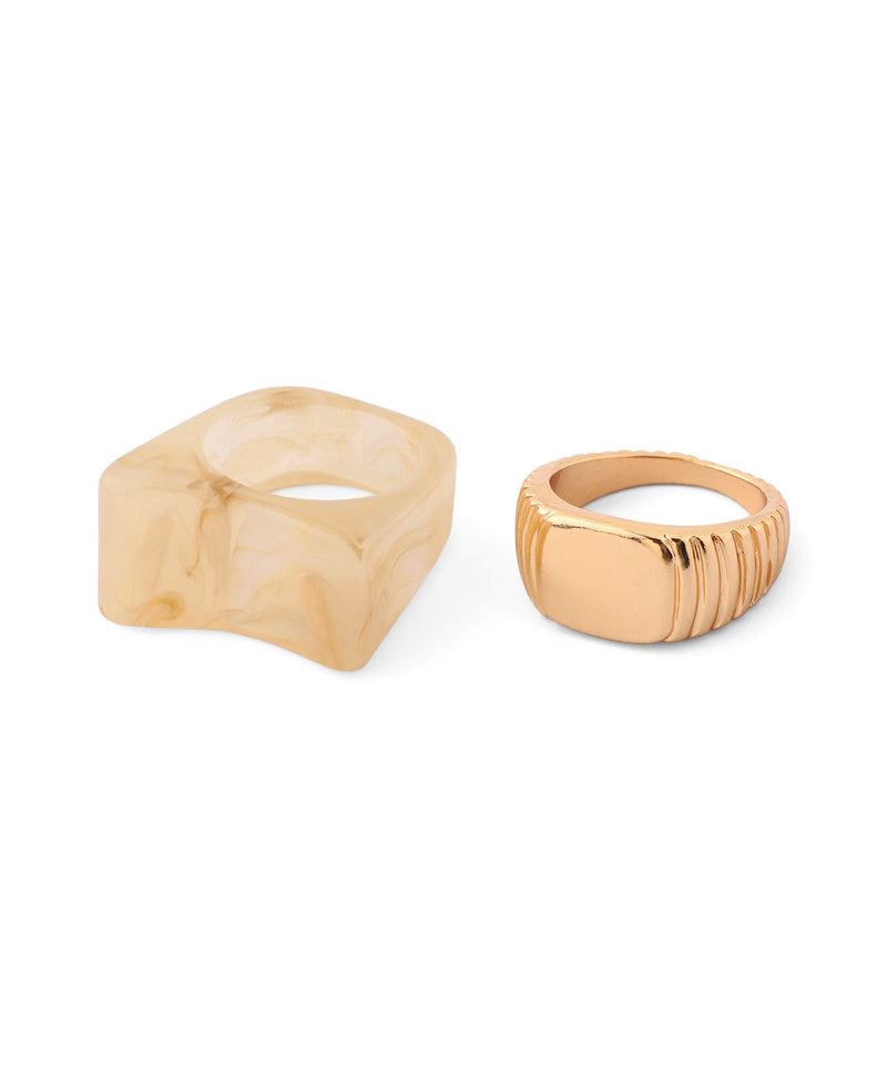 Marble and Metal Signet Rings (Set of 2)