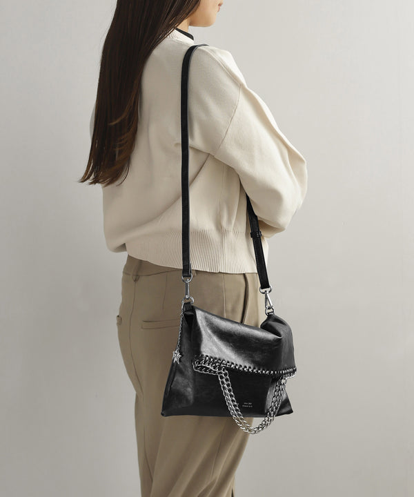 【Trideep】チェーンハンドルメタリック3WAYバッグ