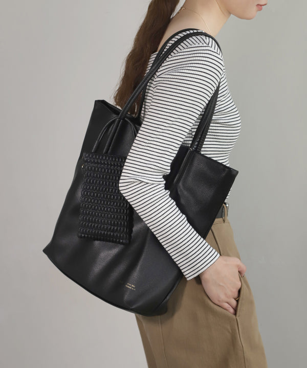 【Trideep】スマホショルダー付きレザー調2WAYトートバッグ